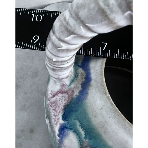 Artisan Made Small House Pottery Teapot With Lid Blue & Pink Ceramic Sanger TX - Picture 9 of 9